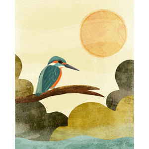 Kingfisher Illustration | Bird Wall Art Print