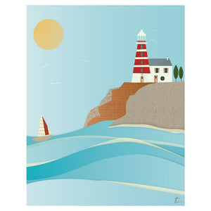 Sailboat and Lighthouse Illustration | Nautical Wall Decor Tracey Capone Photography
