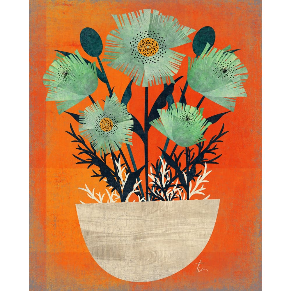 Modern Folk Art Flower Illustration  Colorful Wall Art Print - Tracey  Capone Fine Art