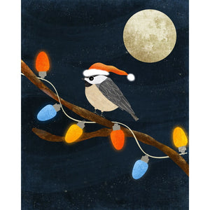Christmas Illustration | Chickadee Bird Decor