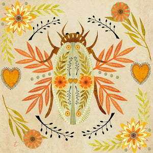 Folk Art Beetle Illustration | Flower Wall Art Tracey Capone Photography