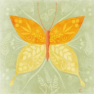 Folk Art Butterfly | Floral Illustration | Flower Wall Art