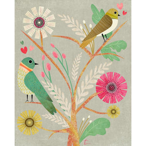 Lovebirds Illustration | Colorful Flower Wall Art Decor Tracey Capone Photography