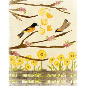 Oriole Illustration | Sunflower Artwork | Floral Wall Decor Tracey Capone Photography