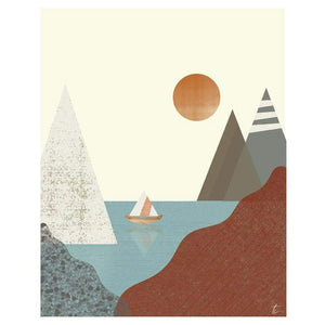 Sailboat and Mountain Illustration | Nautical Home Decor Tracey Capone Photography