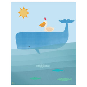 Whale Illustration | Pelican Wall Art | Nautical Home Decor Tracey Capone Photography