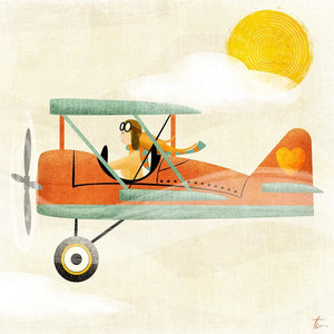Vintage Airplane Illustration | Aviator Wall Art | Nursery Home Decor